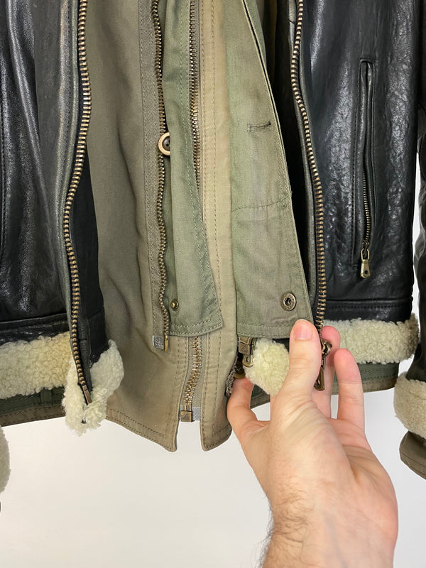 AW2005 Dolce & Gabbana hybrid military shearling jacket