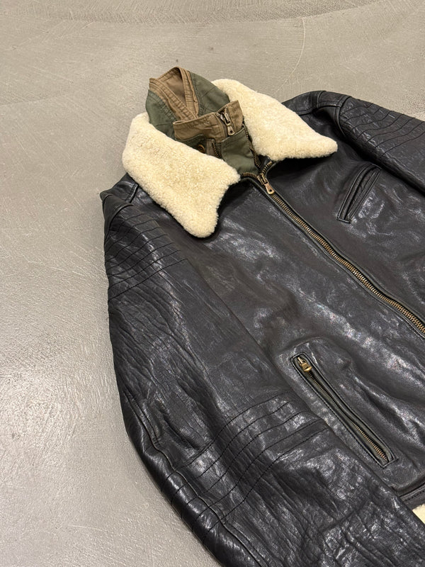 A/W2005 Dolce & Gabbana runway hybrid reconstructed military leather jacket