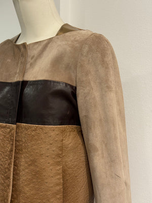 2010 Gucci By Frida Giannini ostrich leather color block jacket