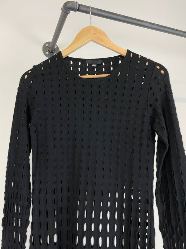 SS2002 Helmut Lang laser cut net long sleeve t-shirt