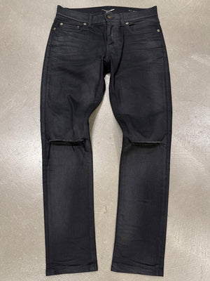 2016 Saint Laurent by Hedi Slimane “d02” distressed coated jeans