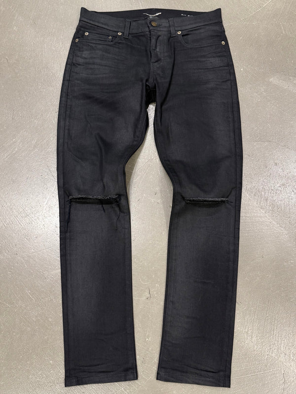 2016 Saint Laurent by Hedi Slimane “d02” distressed coated jeans