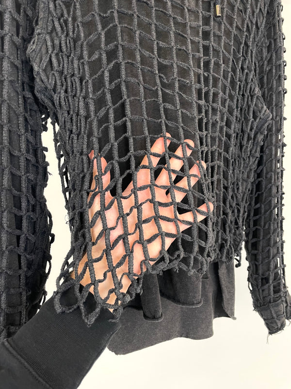 AW2012 Dolce & Gabbana laser cut net double layer hoodie