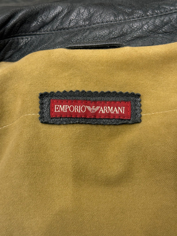 1990s Armani double breasted aviator leather jacket