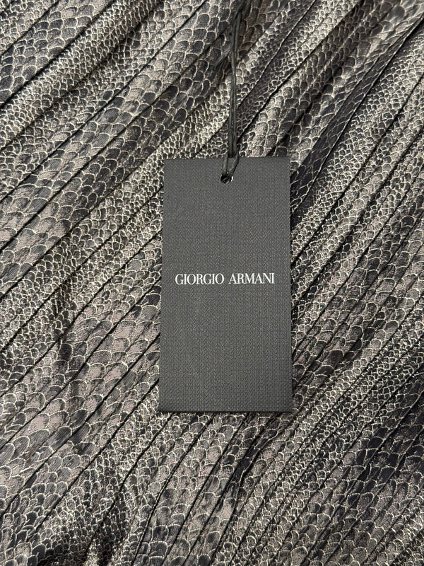 2000s Giorgio Armani pleated peplum bustier with snakeskin print