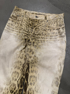 2000s Roberto Cavalli Leopard faded denim