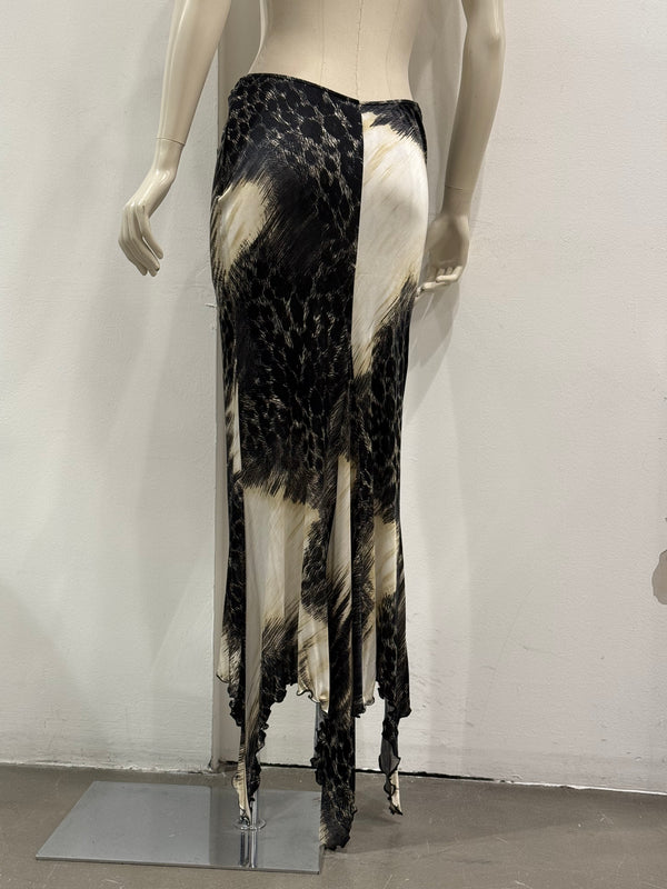 2000s Roberto Cavalli animal print draped skirt