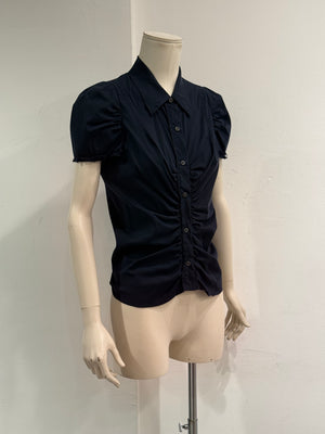 2000s Prada ruched short sleeve shirt