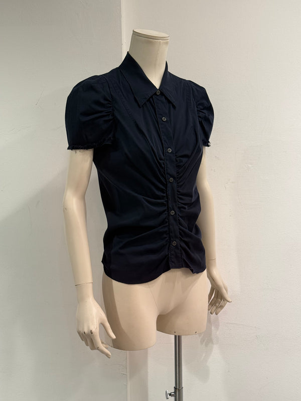 2000s Prada ruched short sleeve shirt