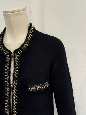 S/S2006 Chanel black cashmere jacket with chain trim