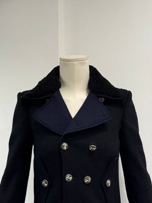 F/W2007 Balenciaga by Ghesquiere double breasted coat with wool shearling collar