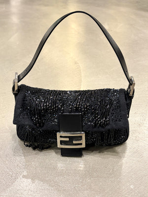 A/W2000 Fendi wool embossed hand-beaded baguette bag