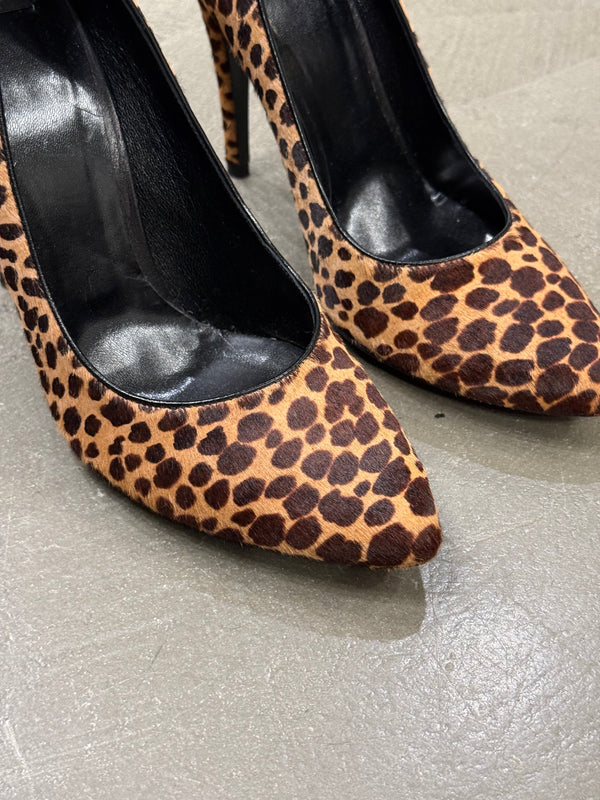 2000s Dolce & Gabbana leopard pony hair heels