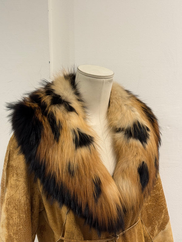 A/W2002 Roberto Cavalli fox fur distressed leather long coat