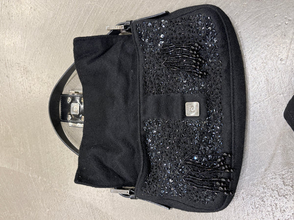 A/W2000 Fendi wool embossed hand-beaded baguette bag