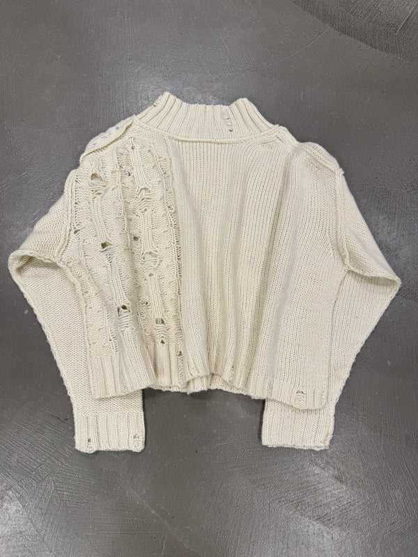 2000s Y’s by Yohji Yamamoto cropped oversized reconstructed sweater