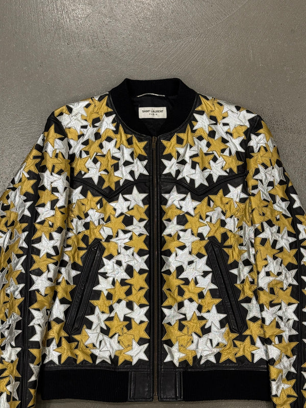 S/S2016 Saint Laurent Paris by Hedi Slimane sample stars leather bomber jacket