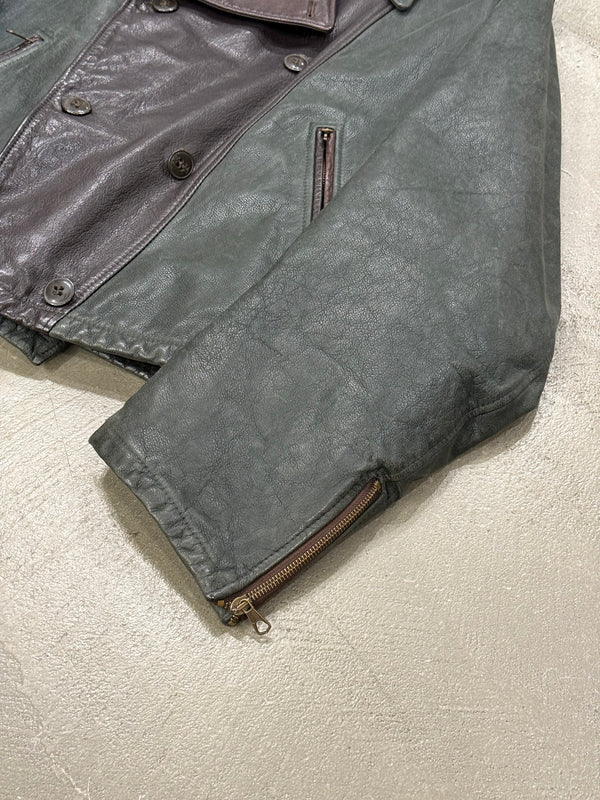 1990s Armani double breasted aviator leather jacket