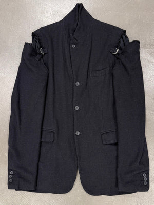 2023 Comme des Garçons cut-out open shoulders buckel blazer