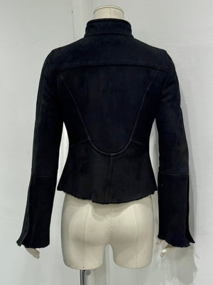 A/W2003 Gucci by Tom Ford paneled moto shearling jacket