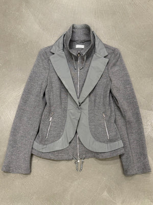 2000s Brunello Cucinelli layered wool zip blazer