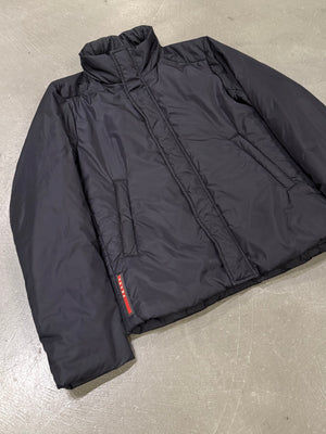 2000s Prada puffer moto jacket