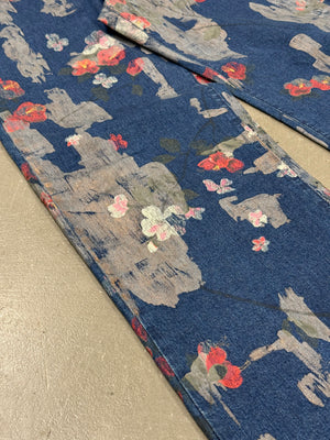 S/S2001 Gucci by Tom Ford floral hand painted jeans