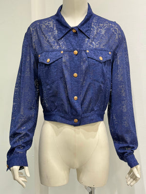 1990s Jean Paul Gaultier transparent lace bomber jacket