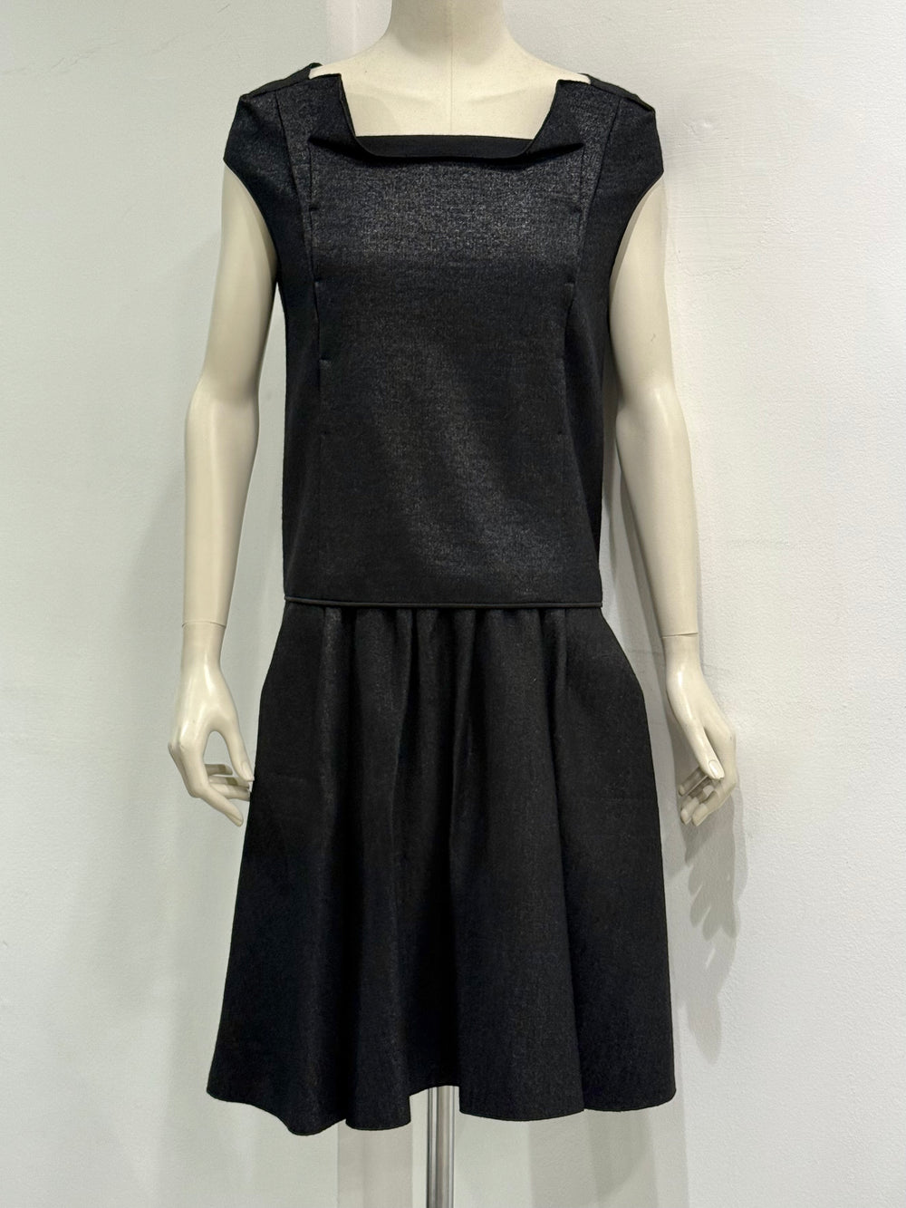 2000s Yves Saint Laurent Rive Gauche square neckline set top & skirt