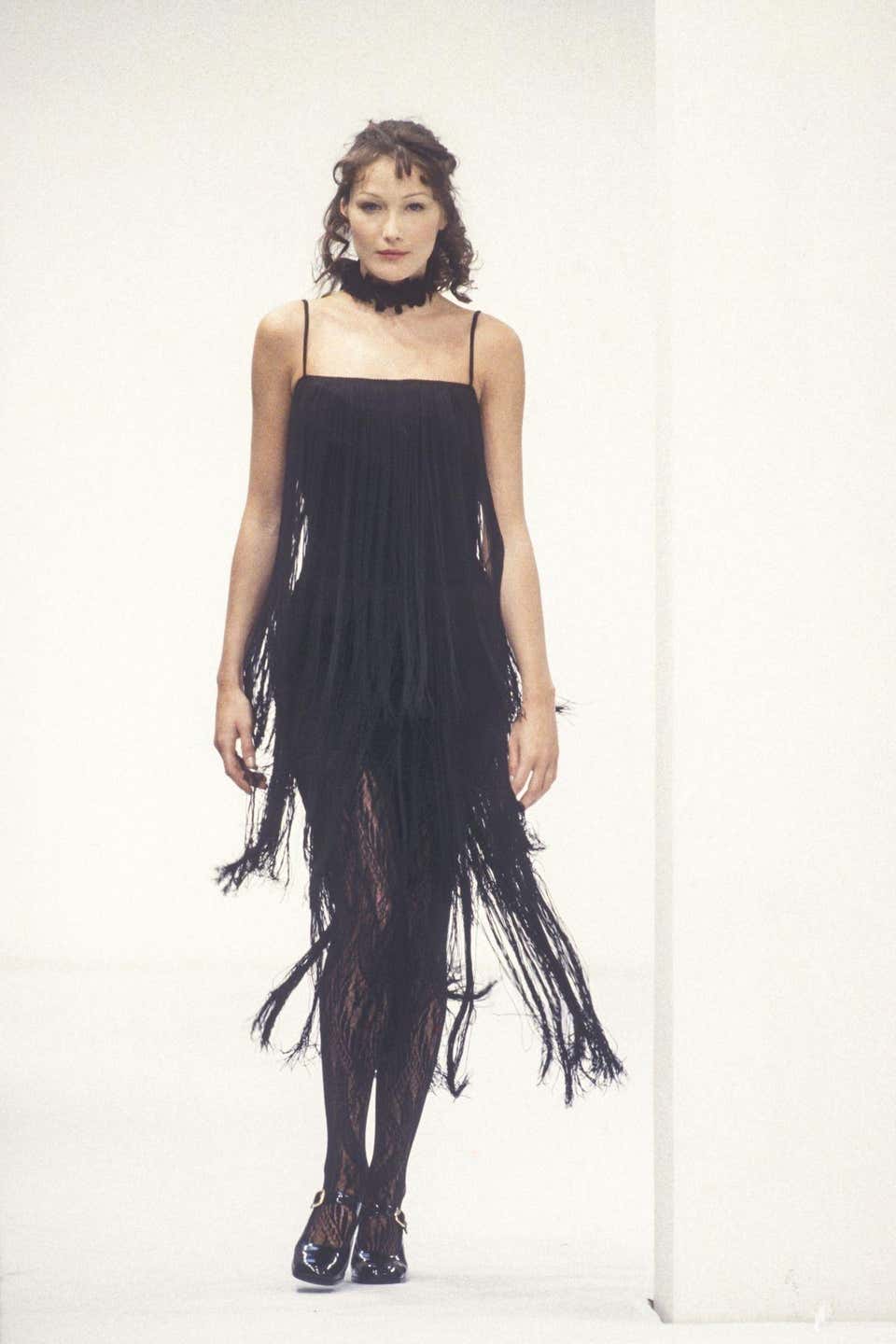 A/W1993 Dolce & Gabbana runway fringe mini dress