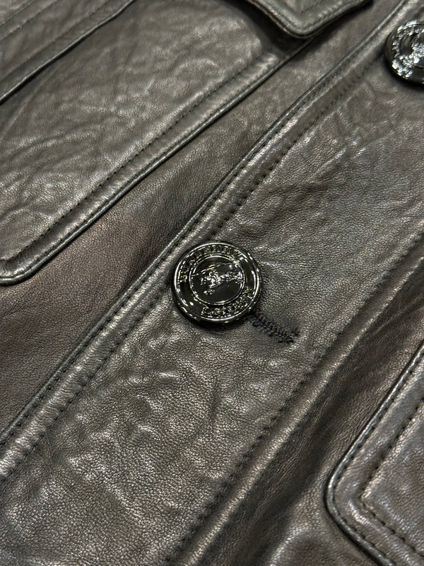 2000s Burberry leather military jacket