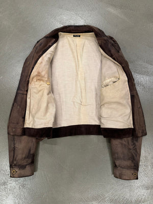 2000s Miu Miu stained treatment leather jacket