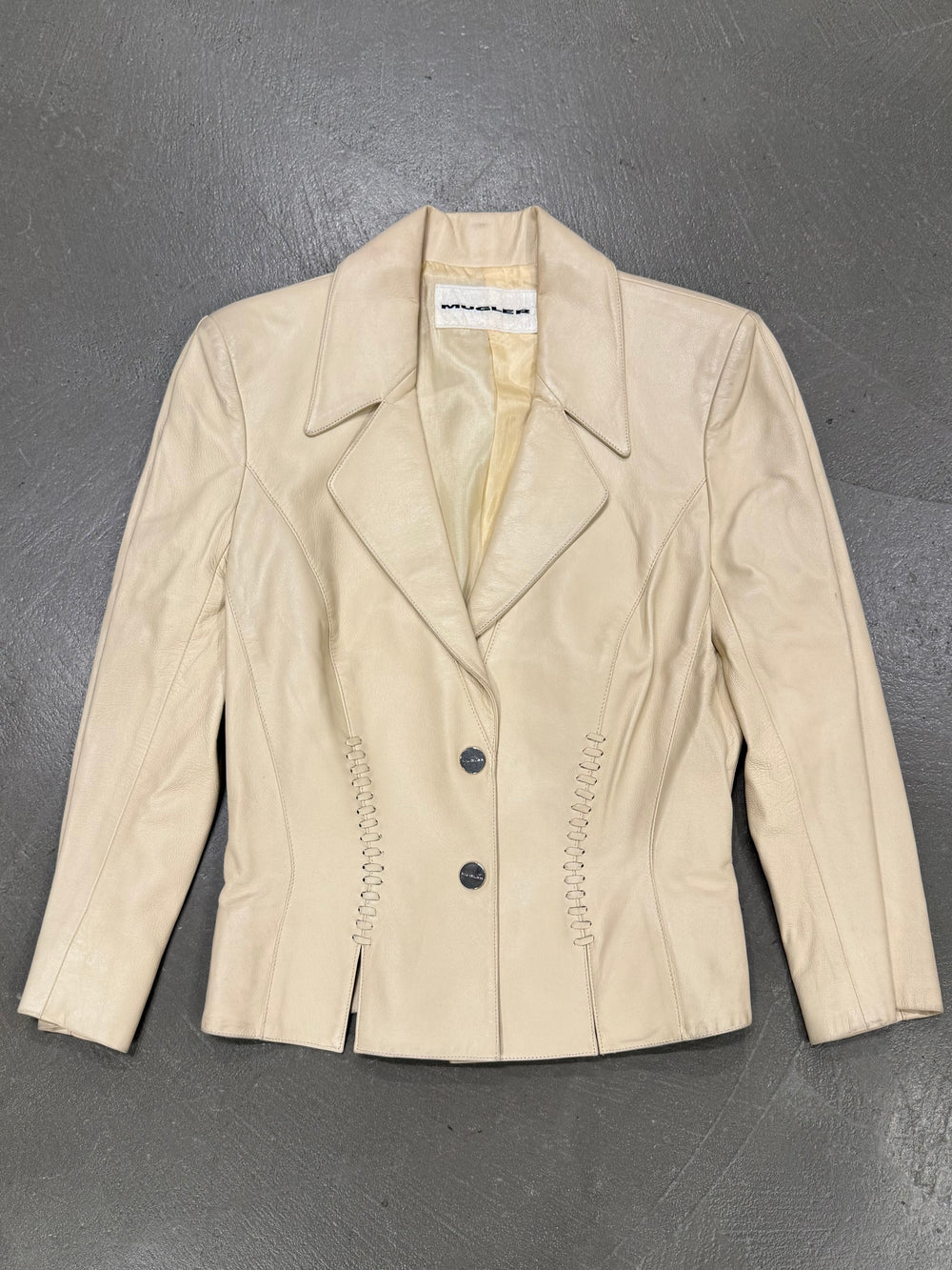 1990s Mugler leather blazer jacket