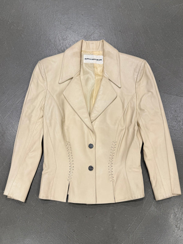 1990s Mugler leather blazer jacket