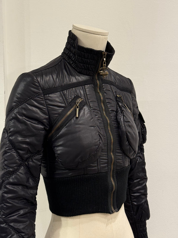 2000S Cavalli ultra-cropped cargo puffer jacket