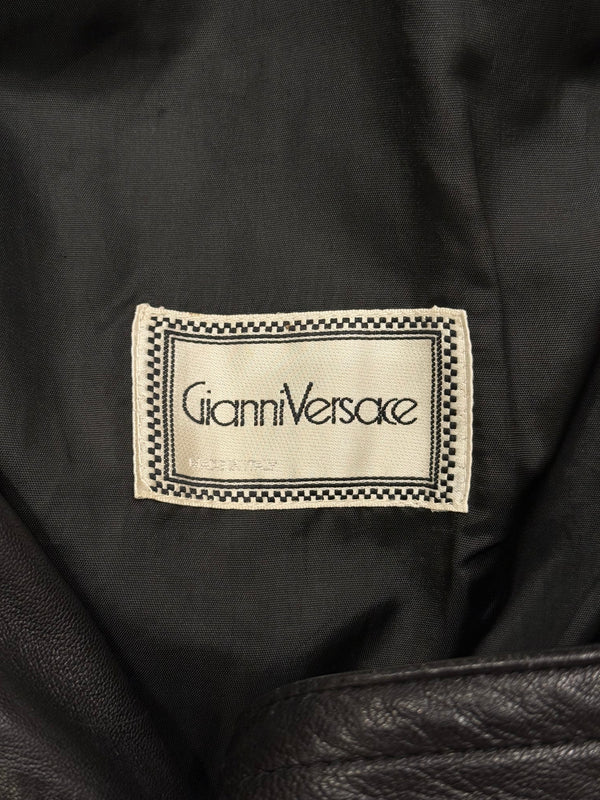 1990s Gianni Versace leather jacket with gold studs details