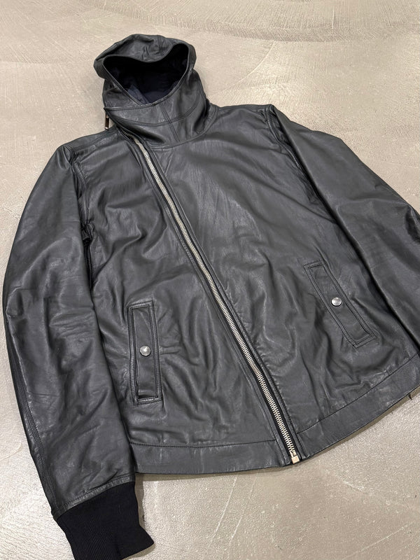 2009 Rick Owens molino scuba hood leather jacket