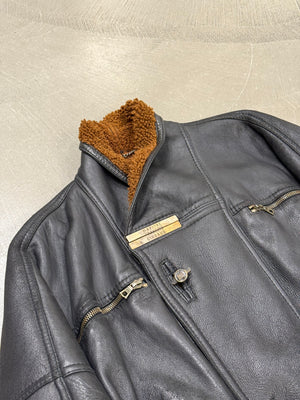 1980s Marithe Francois Girbaud metal hook heavy shearling coat