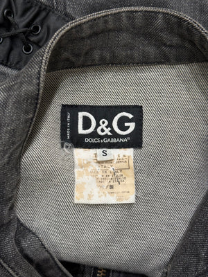 2001 Dolce & Gabbana lace-up asymmetrical denim jacket