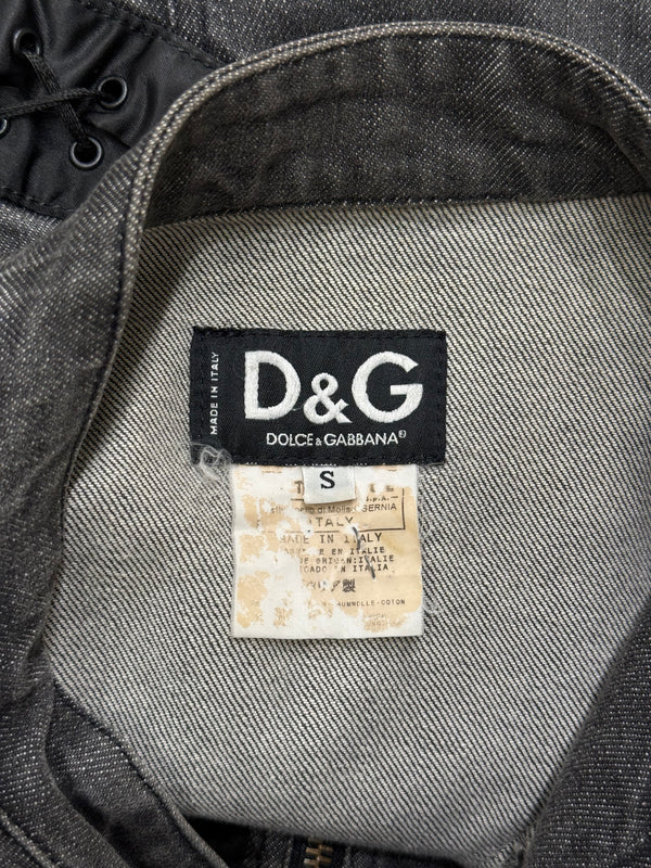 2001 Dolce & Gabbana lace-up asymmetrical denim jacket