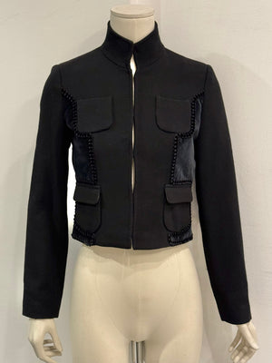 2000s Roberto Cavalli velvet trim cropped military jacket