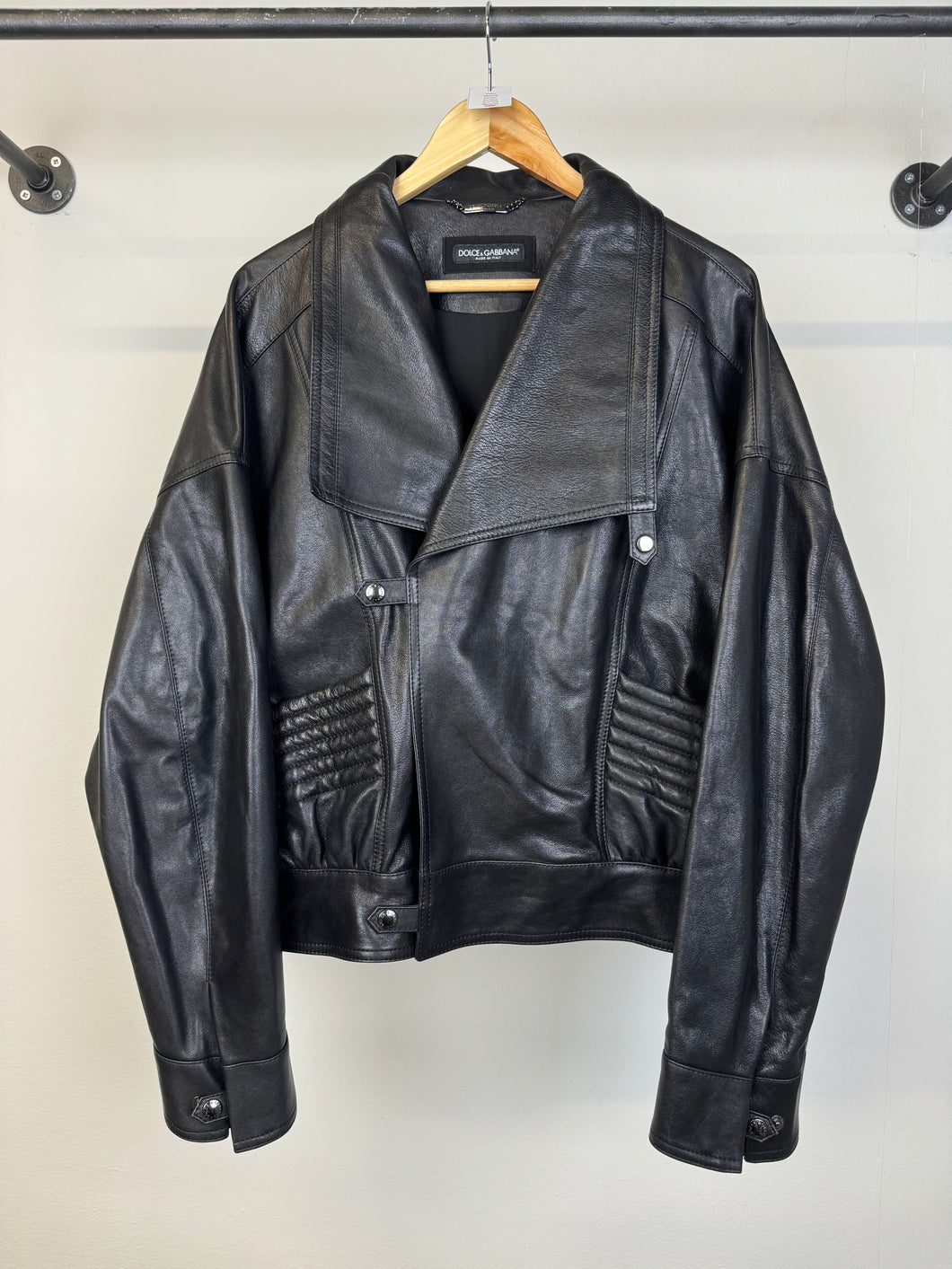 2010s Dolce & Gabbana aviator boxy bomber leather jacket