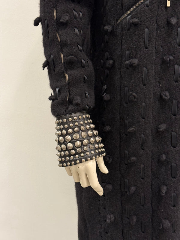 A/W2004 Christian Dior laced studded maxi wool coat
