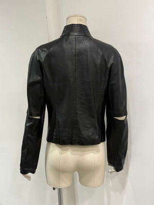 A/W2000 Paco Rabanne runway cut-out leather jacket