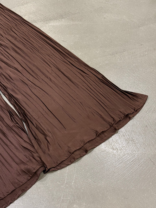 2000s Roberto Cavalli hybrid leather waistband wide pants