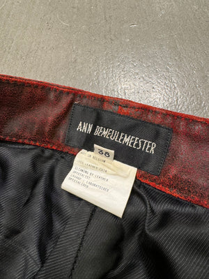 A/W2001 Ann Demeulemeester distressed painted red leather pants