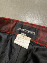 Load image into Gallery viewer, A/W2001 Ann Demeulemeester distressed painted red leather pants
