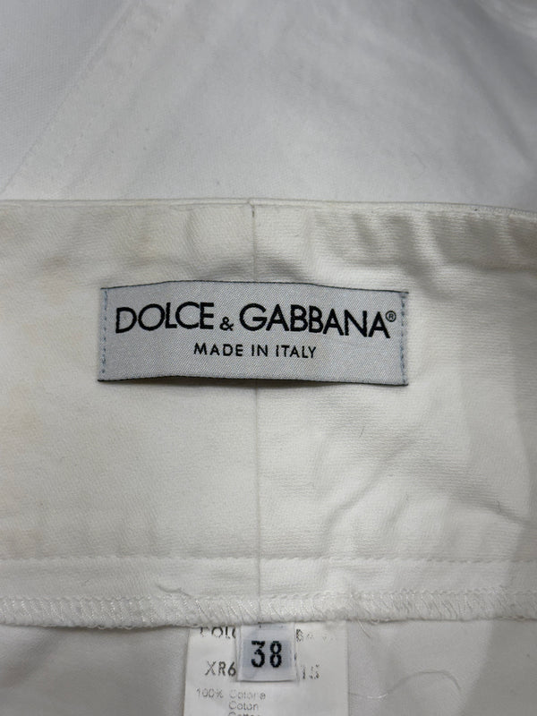 2001 Dolce & Gabbana white cotton belted shorts