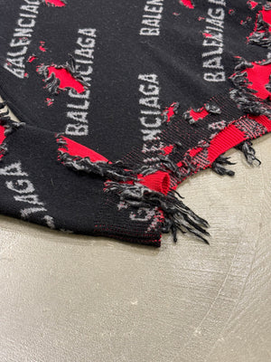2021 Balenciaga destroyed logo knit