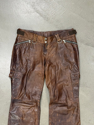 2001 Dolce & Gabbana Shepskin bondage leather trousers